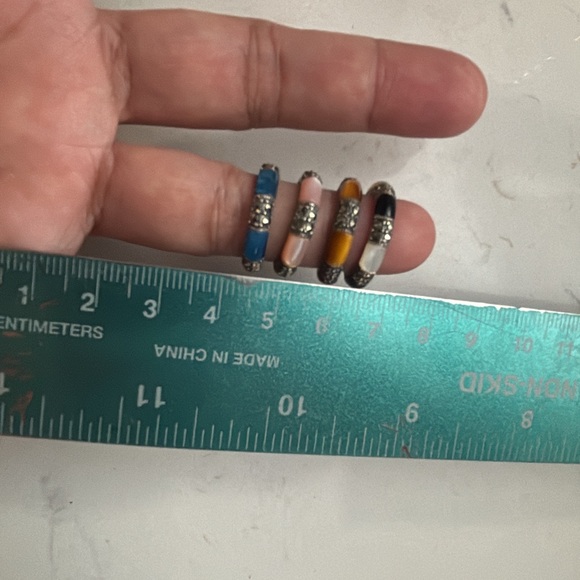 Stackable Multicolor Gemstone Sterling Silver Rings - Picture 7 of 16